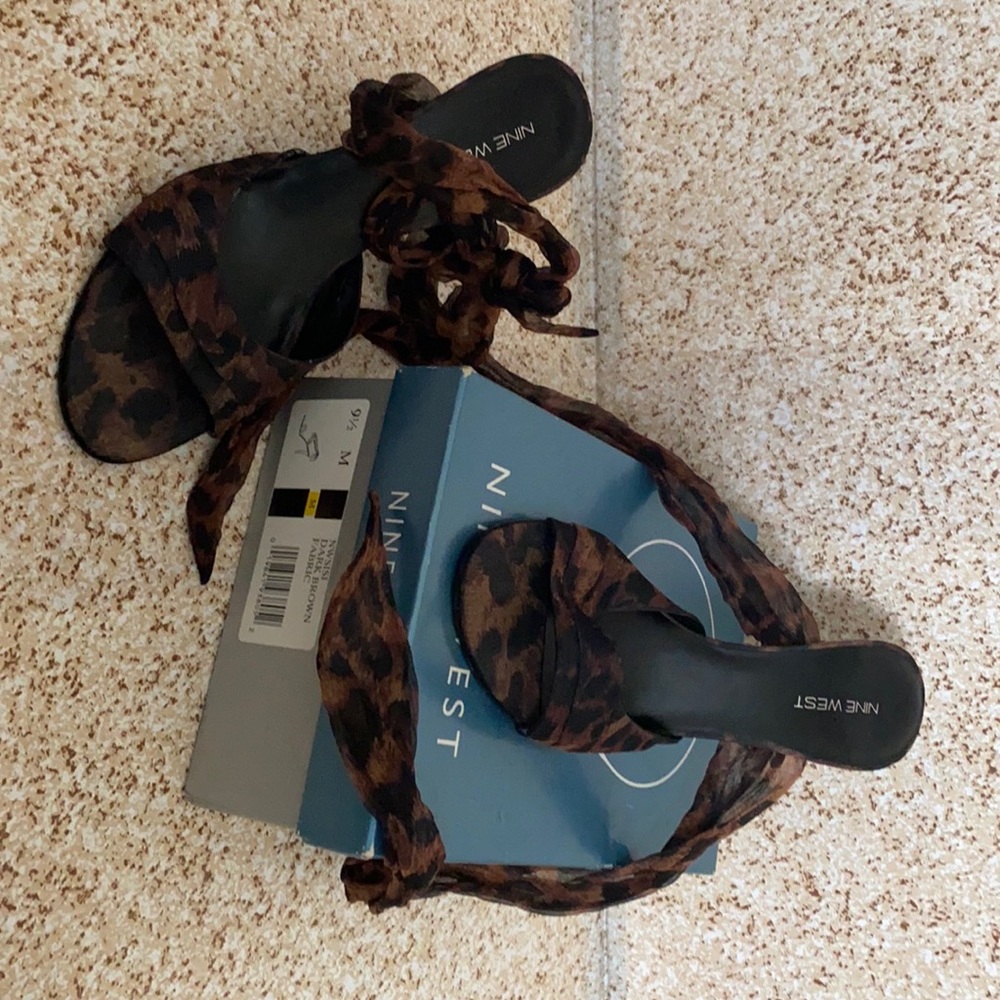 Nine West Lace-up Leopard-Print Sandals Size 91/2